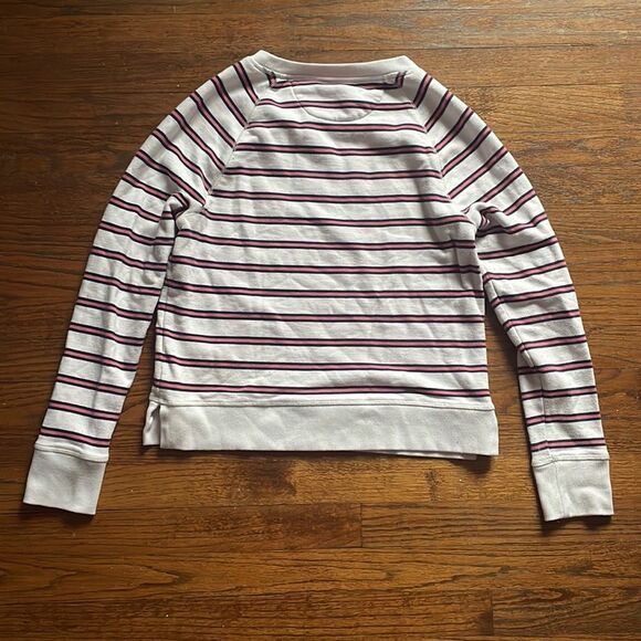 Vineyard Vines White, Navy and Pink Striped Pullover Sweatshirt - Picture 5 of 6